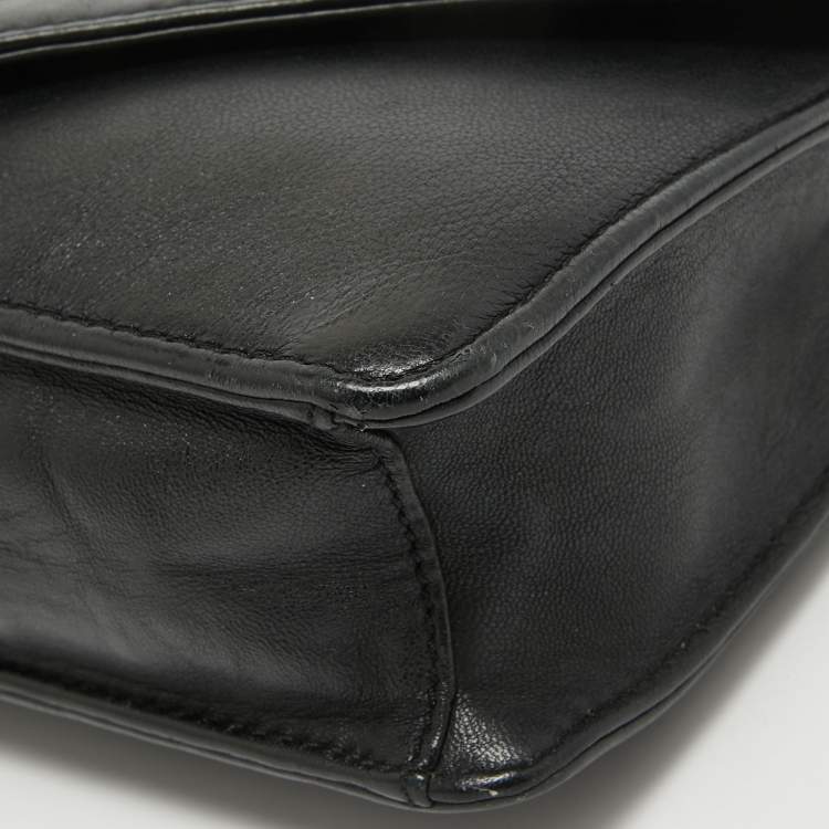 Pre Owned Tory Burch Black Leather Kira Envelope Flap Chain Bag