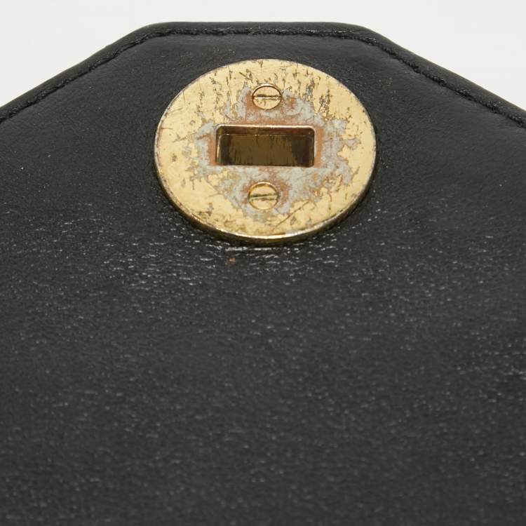 Pre Owned Tory Burch Black Leather Kira Envelope Flap Chain Bag