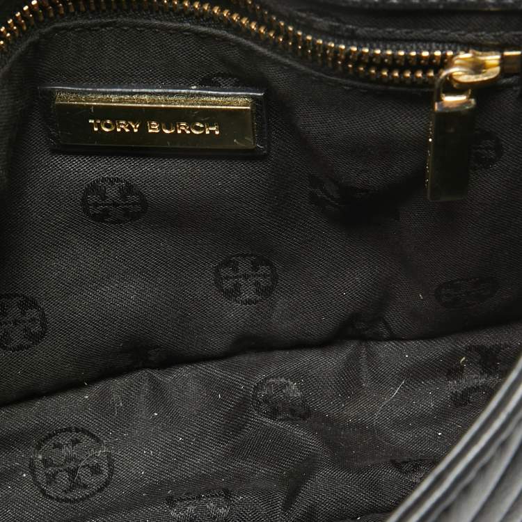 Pre Owned Tory Burch Black Leather Kira Envelope Flap Chain Bag