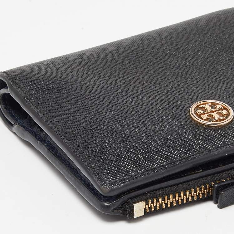 Pre Owned Tory Burch Black Leather Robinson Bifold Wallet