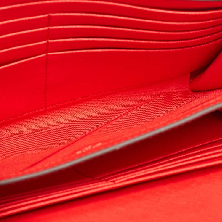 Pre Owned Tory Burch Red Saffiano Leather Robinson Wallet on Chain