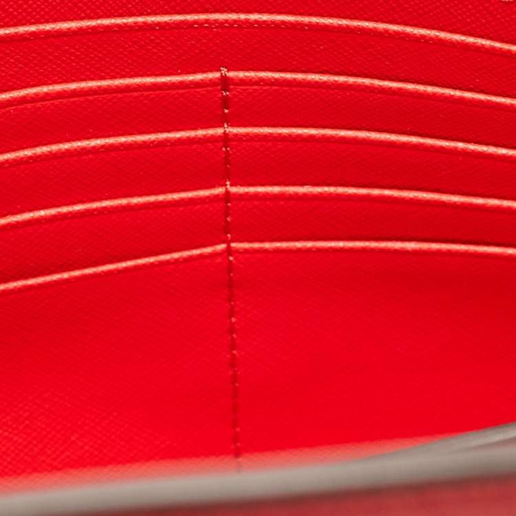 Pre Owned Tory Burch Red Saffiano Leather Robinson Wallet on Chain