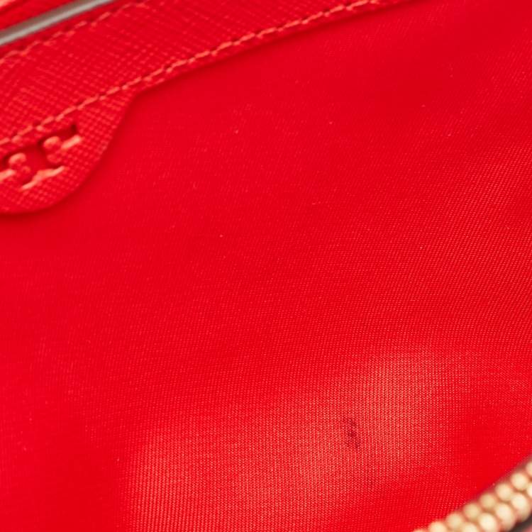 Pre Owned Tory Burch Red Saffiano Leather Robinson Wallet on Chain
