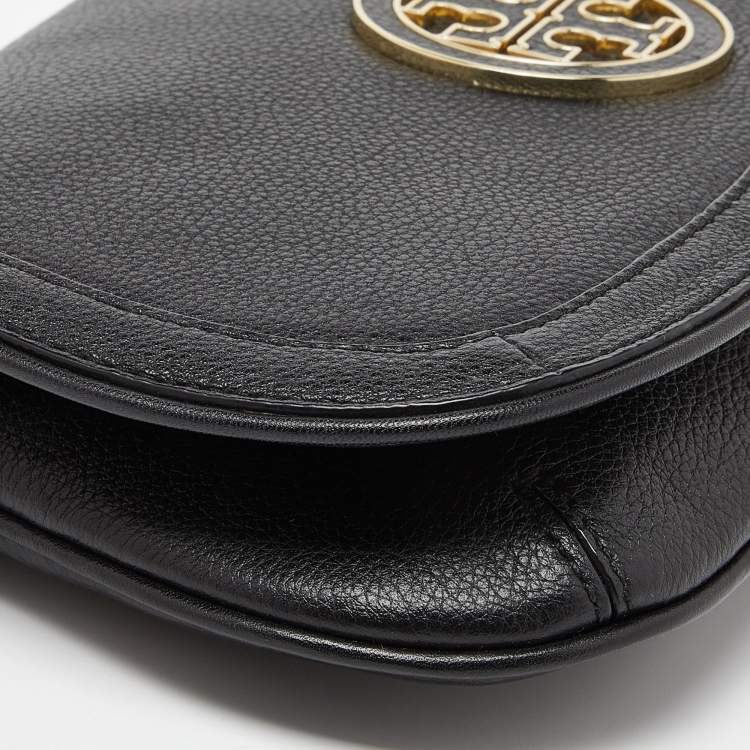Pre Owned Tory Burch Black Leather Britten Crossbody Bag
