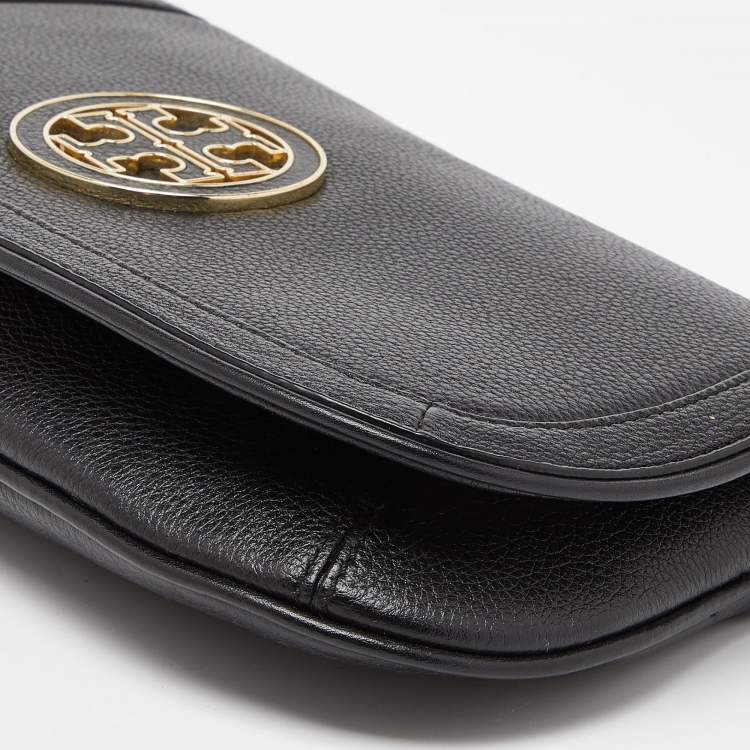 Pre Owned Tory Burch Black Leather Britten Crossbody Bag