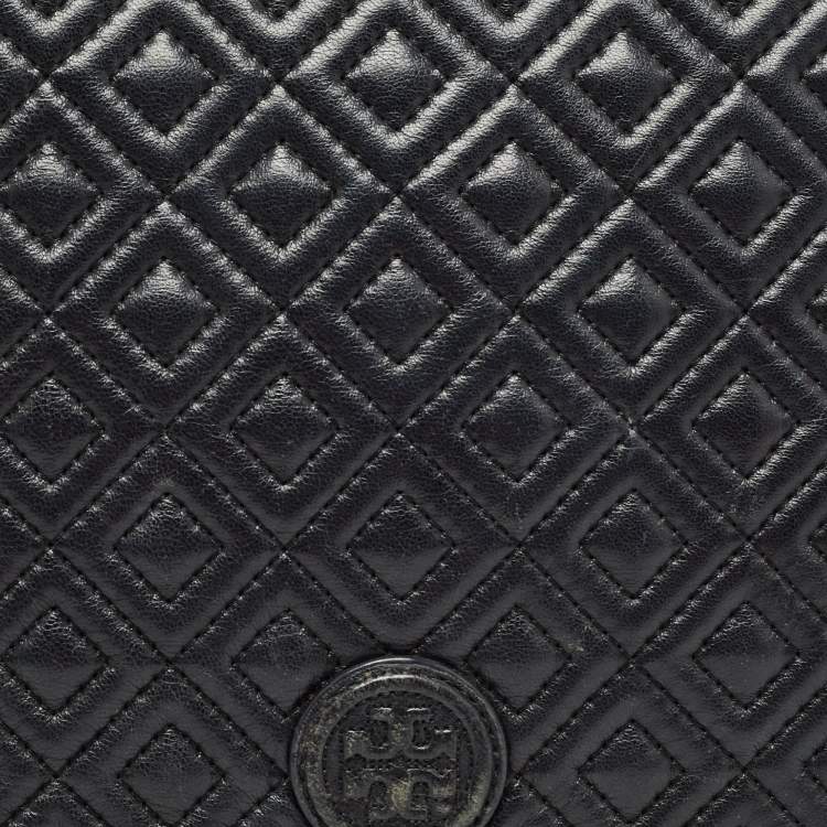 Pre Owned Tory Burch Black Quilted Leather Marion Flap Chain Shoulder Bag