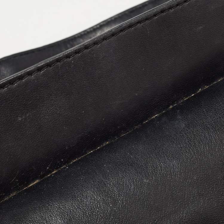 Pre Owned Tory Burch Black Quilted Leather Marion Flap Chain Shoulder Bag