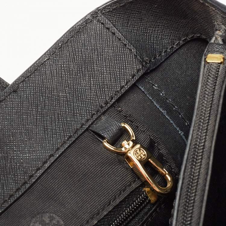 Pre Owned Tory Burch Black Saffiano Leather York Buckle Tote