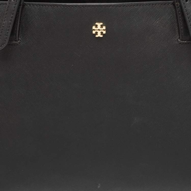 Pre Owned Tory Burch Black Saffiano Leather York Buckle Tote
