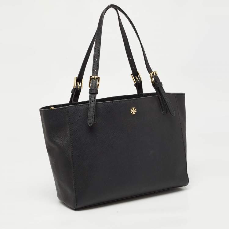 Pre Owned Tory Burch Black Saffiano Leather York Buckle Tote