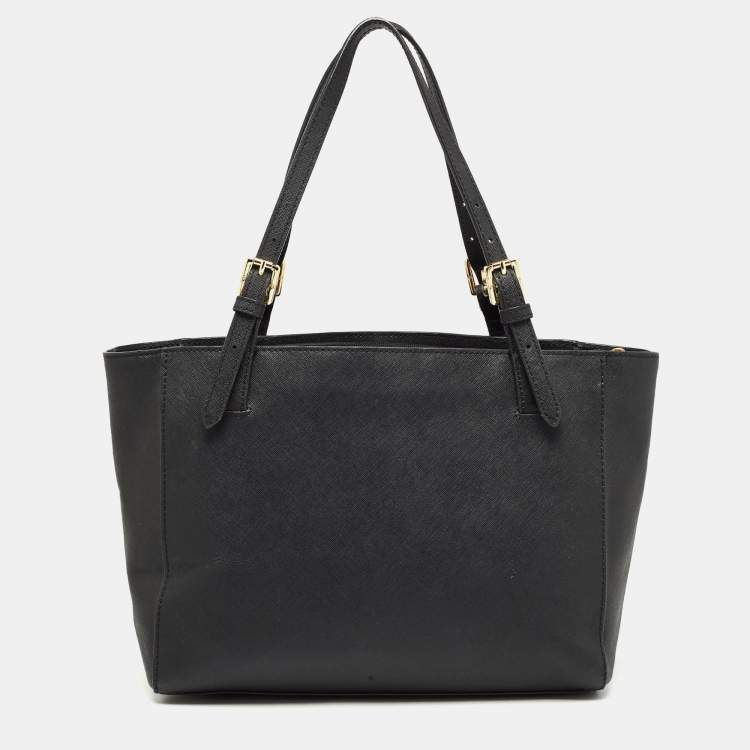 Pre Owned Tory Burch Black Saffiano Leather York Buckle Tote