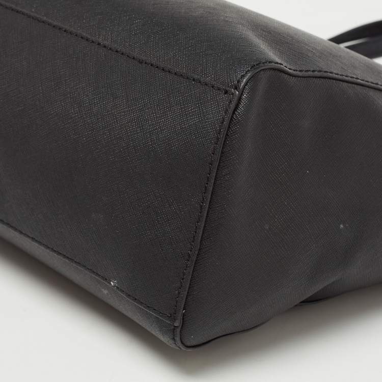 Pre Owned Tory Burch Black Saffiano Leather York Buckle Tote