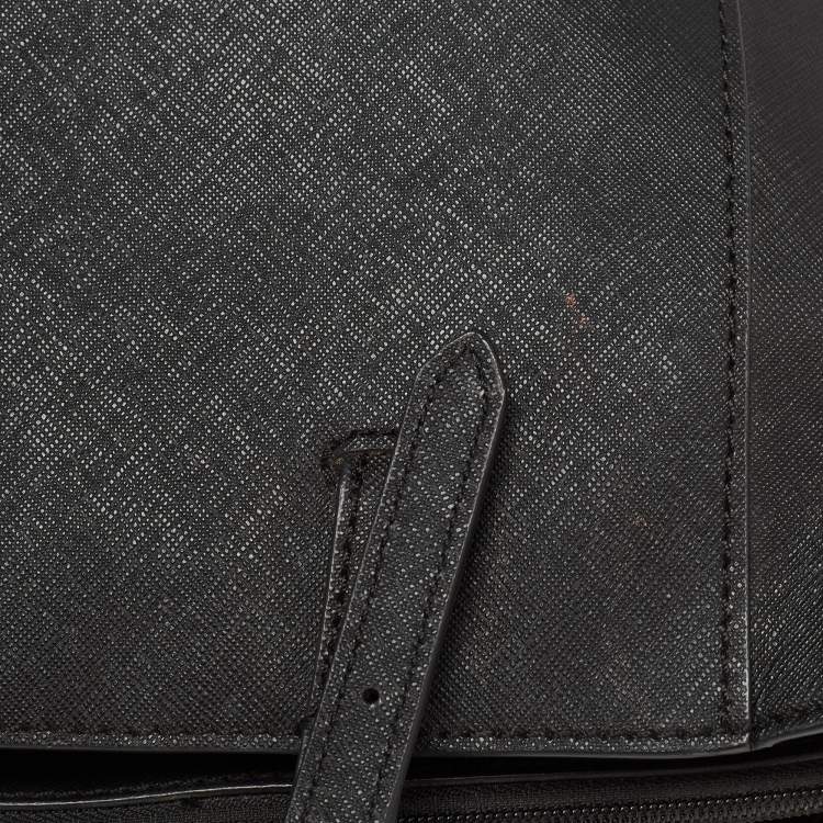 Pre Owned Tory Burch Black Saffiano Leather York Buckle Tote