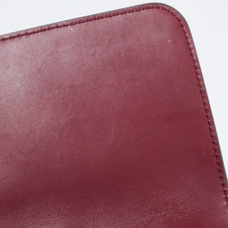 Pre Owned Tory Burch Burgundy Leather Fleming Shoulder Bag