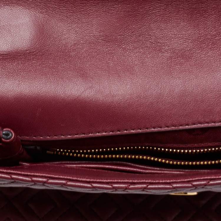 Pre Owned Tory Burch Burgundy Leather Fleming Shoulder Bag