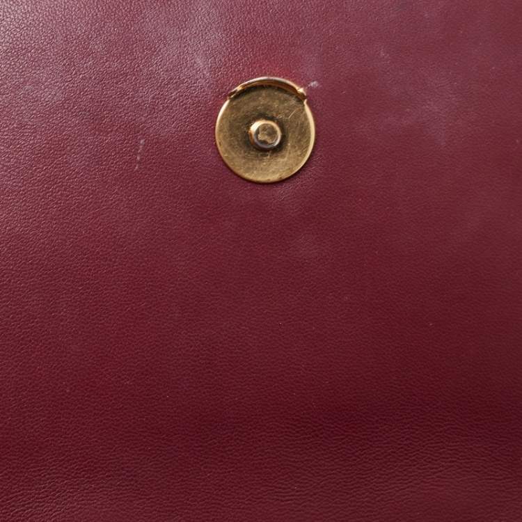 Pre Owned Tory Burch Burgundy Leather Fleming Shoulder Bag