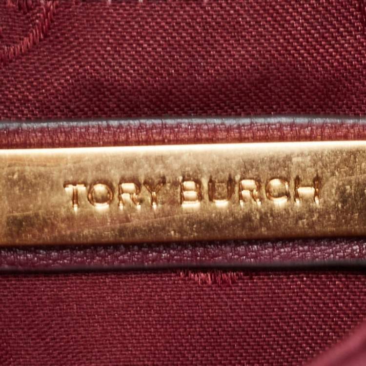 Pre Owned Tory Burch Burgundy Leather Fleming Shoulder Bag