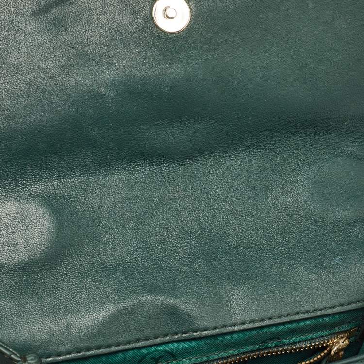 Pre Owned Tory Burch Green Leather Small Fleming Shoulder Bag