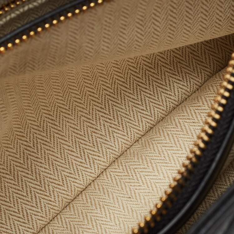 Pre Owned Tory Burch Black Chevron Leather Kira Convertible Shoulder Bag