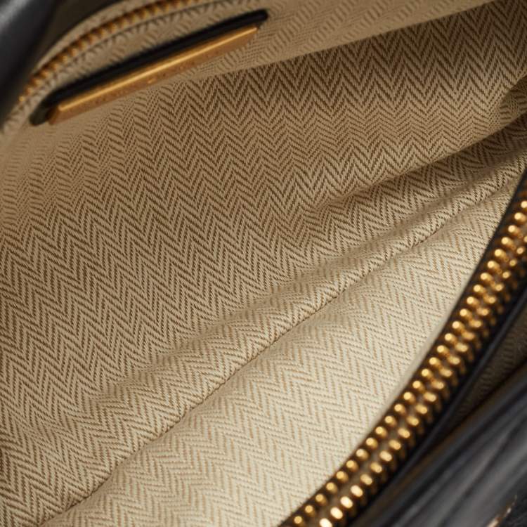 Pre Owned Tory Burch Black Chevron Leather Kira Convertible Shoulder Bag