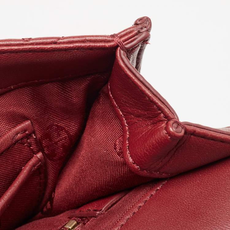 Pre Owned Tory Burch Burgundy Quilted Leather Large Fleming Shoulder Bag