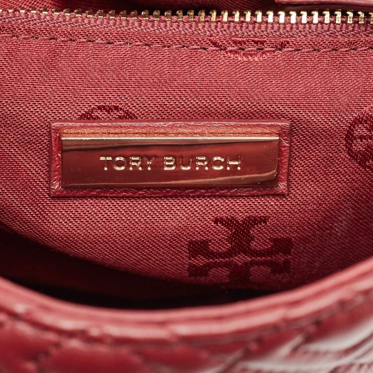 Pre Owned Tory Burch Burgundy Quilted Leather Large Fleming Shoulder Bag