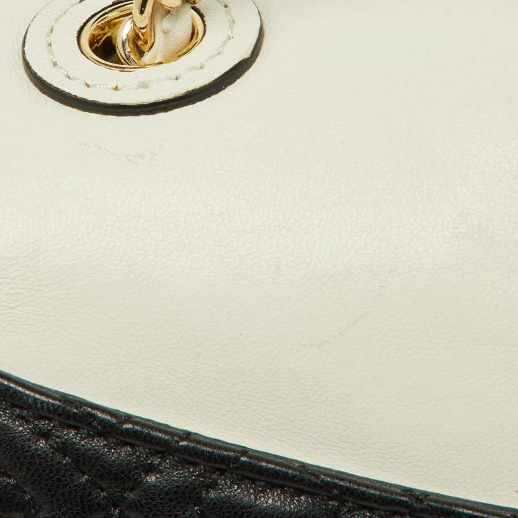 Pre Owned Tory Burch Black/White Leather Fleming Shoulder Bag