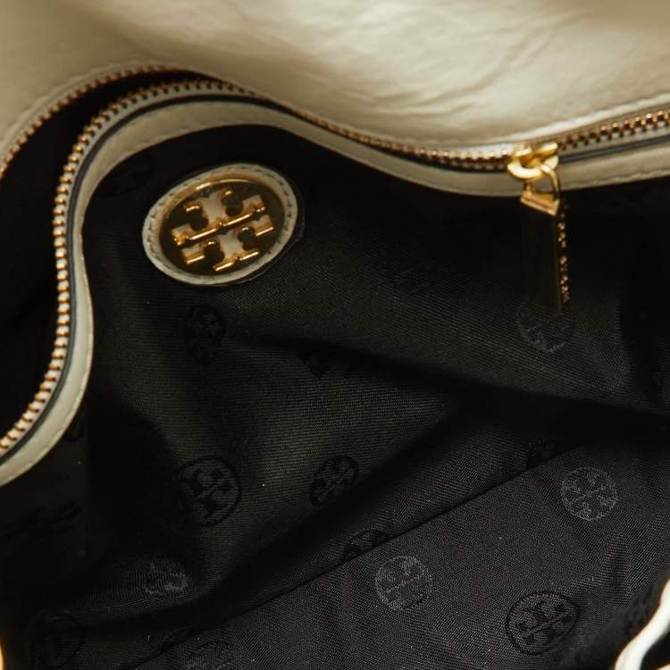Pre Owned Tory Burch Black/White Leather Fleming Shoulder Bag