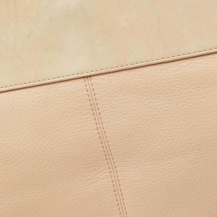 Pre Owned Tory Burch Light Pink/Beige Leather Drawstring Tote