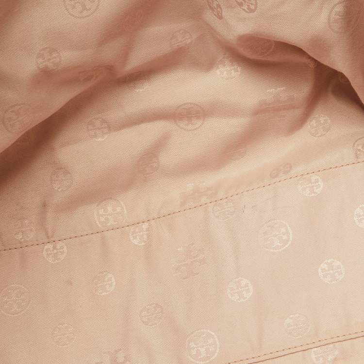 Pre Owned Tory Burch Light Pink/Beige Leather Drawstring Tote