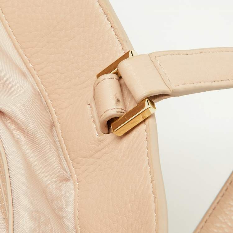 Pre Owned Tory Burch Light Pink/Beige Leather Drawstring Tote