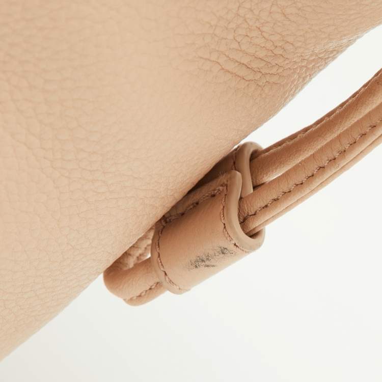 Pre Owned Tory Burch Light Pink/Beige Leather Drawstring Tote