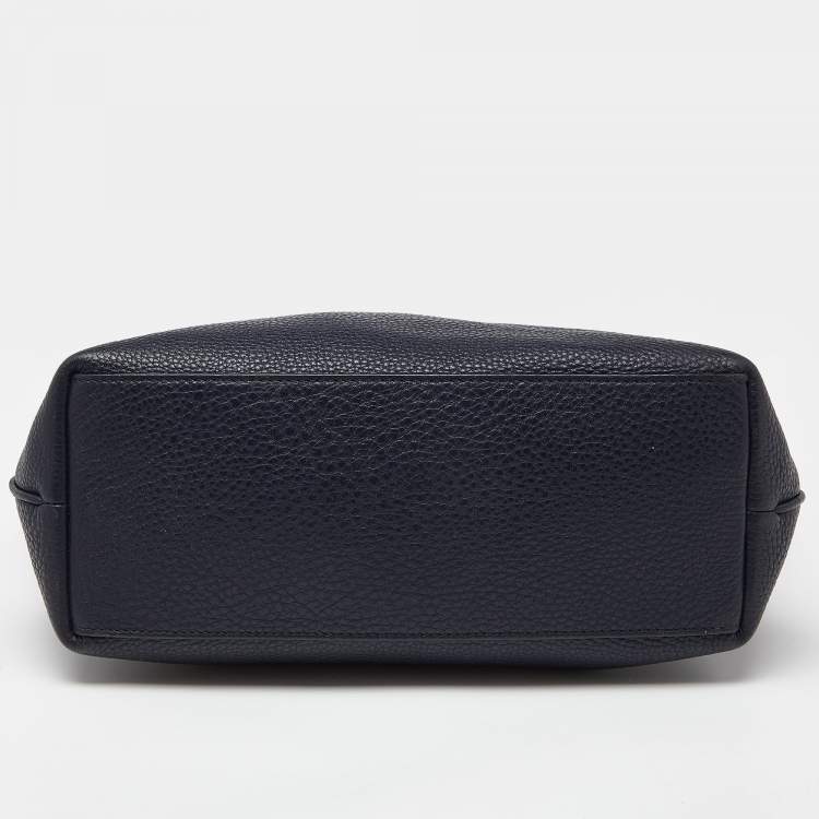 Pre Owned Tory Burch Blue Leather Top Zip Tassel Tote