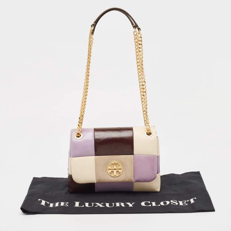 Pre Owned Tory Burch Multicolor Quilted Glazed Leather Willa Shoulder Bag