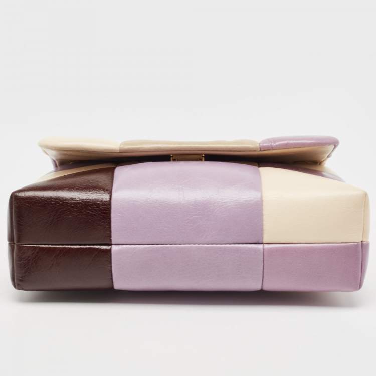 Pre Owned Tory Burch Multicolor Quilted Glazed Leather Willa Shoulder Bag