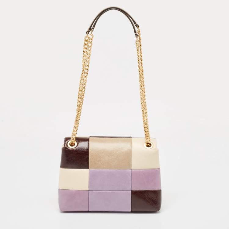 Pre Owned Tory Burch Multicolor Quilted Glazed Leather Willa Shoulder Bag