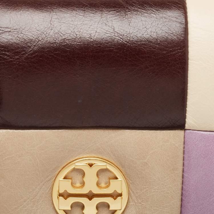 Pre Owned Tory Burch Multicolor Quilted Glazed Leather Willa Shoulder Bag