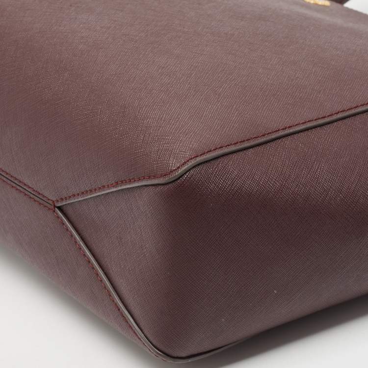Pre Owned Tory Burch Burgundy Leather Emerson Tote
