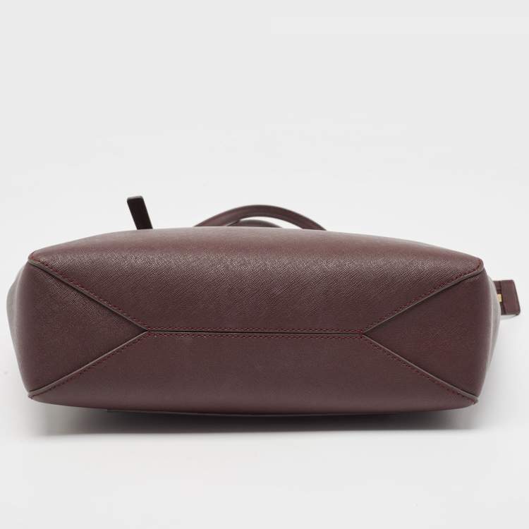 Pre Owned Tory Burch Burgundy Leather Emerson Tote