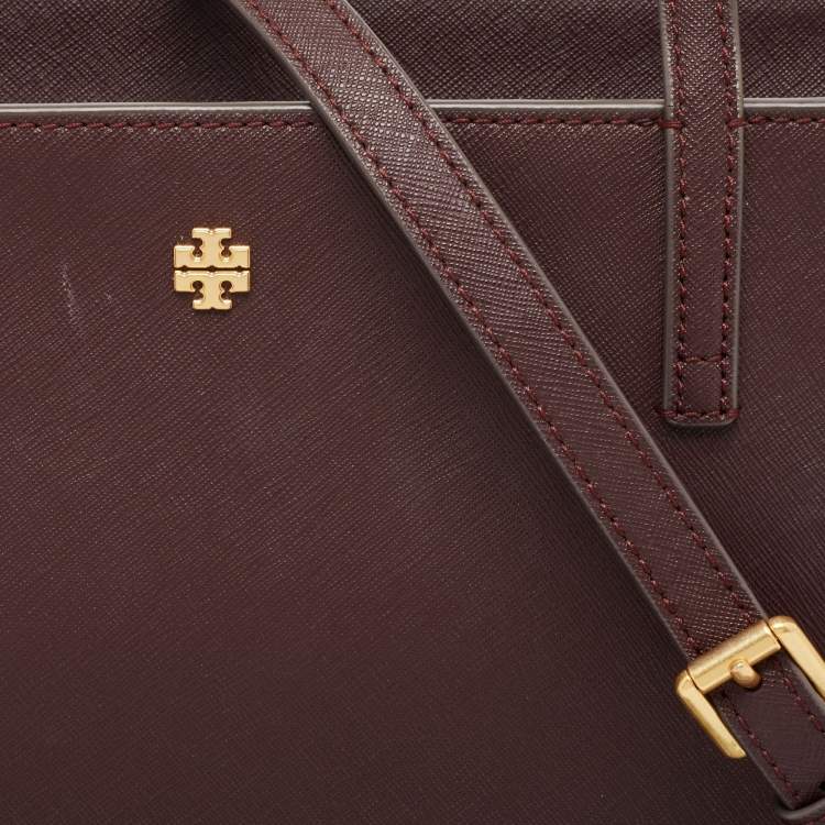 Pre Owned Tory Burch Burgundy Leather Emerson Tote