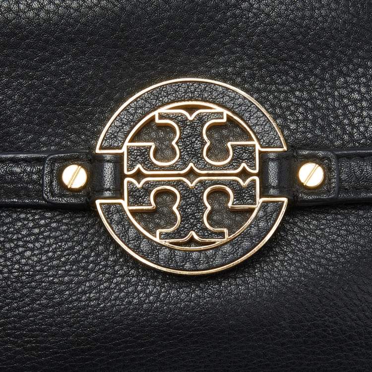 Pre Owned Tory Burch Black Leather Britten Crossbody Bag