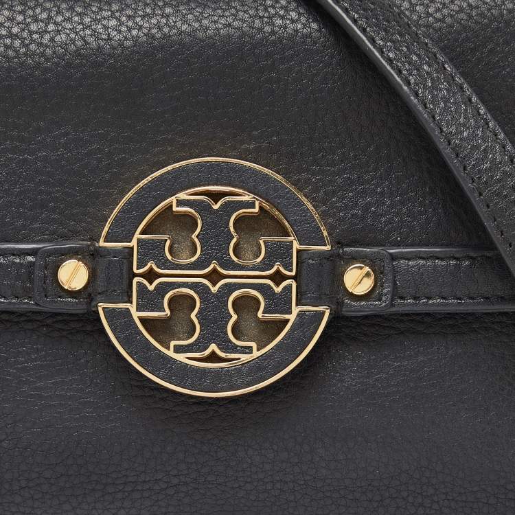 Pre Owned Tory Burch Black Leather Britten Crossbody Bag