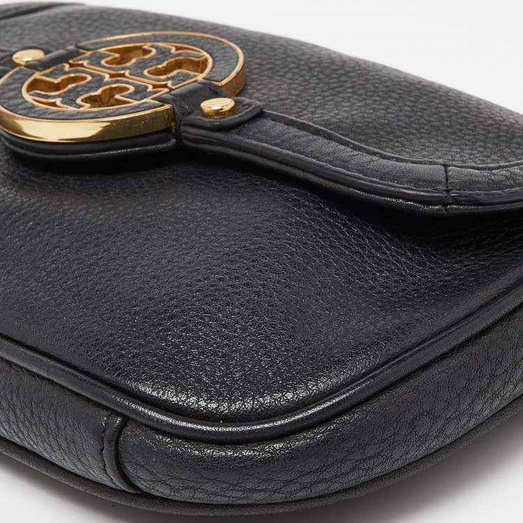 Pre Owned Tory Burch Black Leather Britten Crossbody Bag