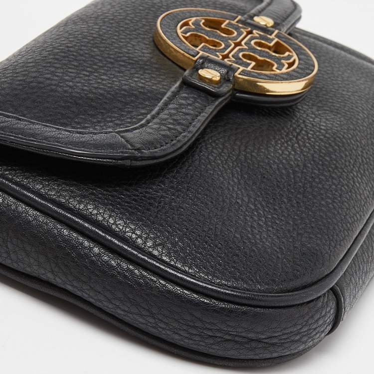 Pre Owned Tory Burch Black Leather Britten Crossbody Bag