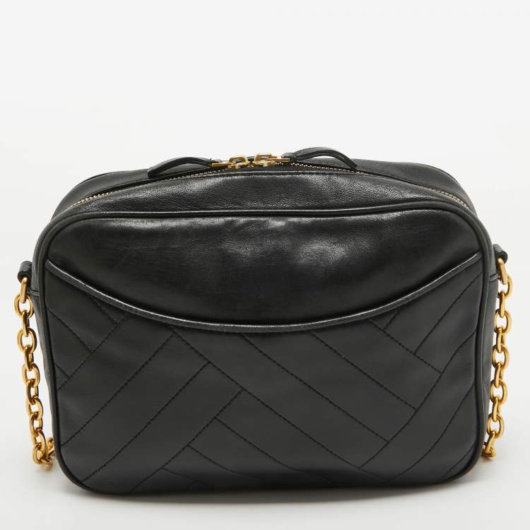 Pre Owned Tory Burch Black Leather Alexa Camera Crossbody Bag