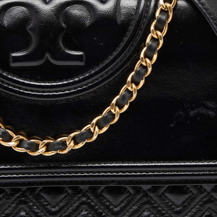 مملوكة مسبقًا Tory Burch Black Quilted Leather Fleming Shoulder Bag