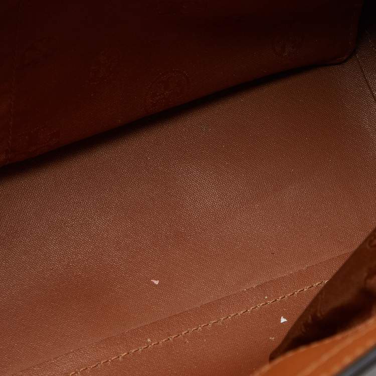 Pre Owned Tory Burch Brown Saffiano Leather Medium York Buckle Tote