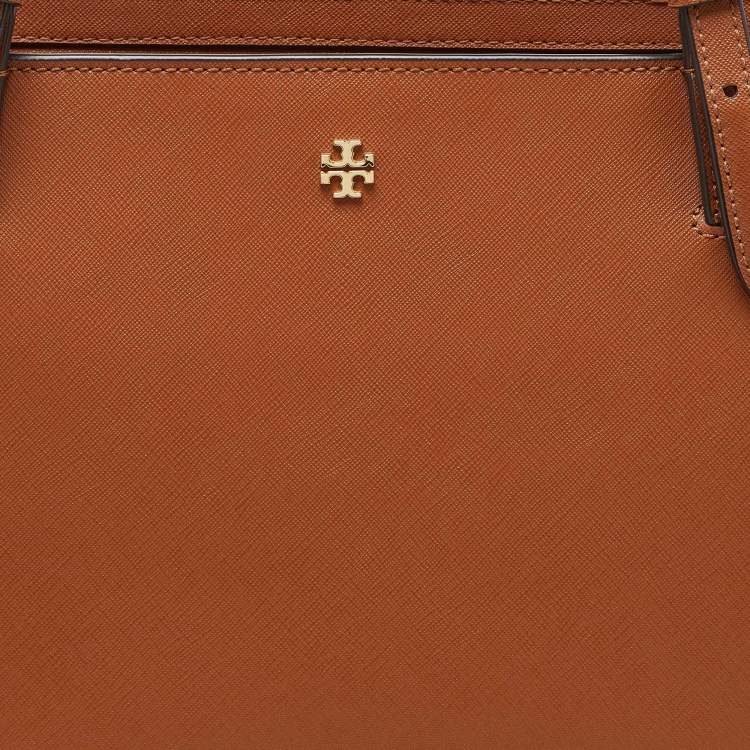 Pre Owned Tory Burch Brown Saffiano Leather Medium York Buckle Tote