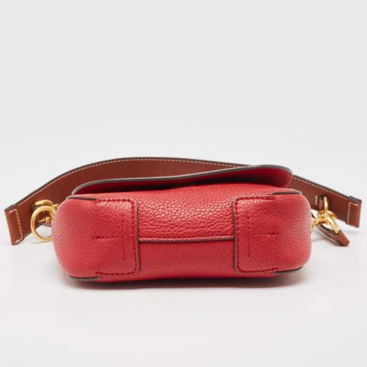 Pre Owned Tory Burch Red/Brown Leather Perry Crossbody Bag