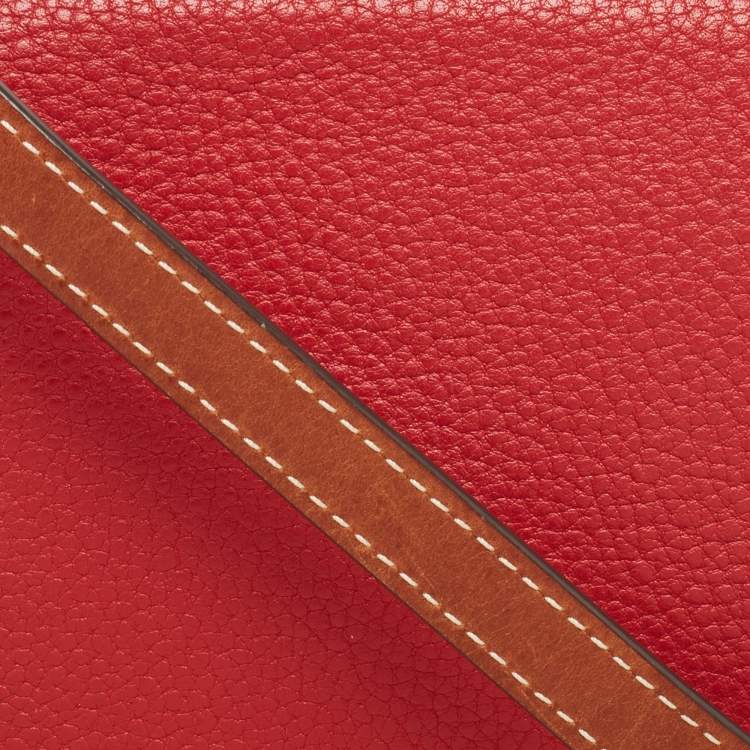 Pre Owned Tory Burch Red/Brown Leather Perry Crossbody Bag